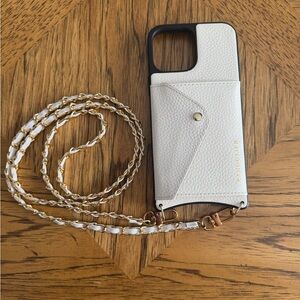 Bandolier Cream Phone Case with Gold Chain